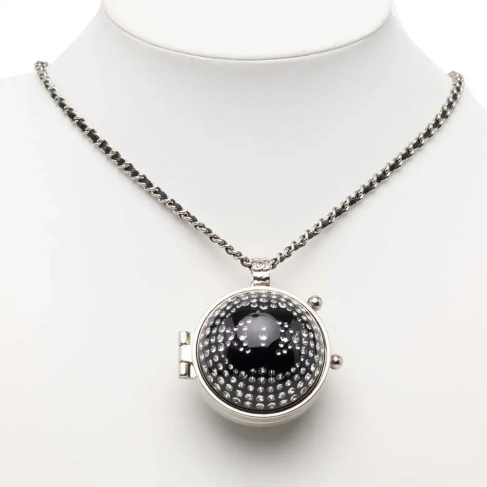 Chanel Cc Logo Pendant Necklace Silver- #249964C17B